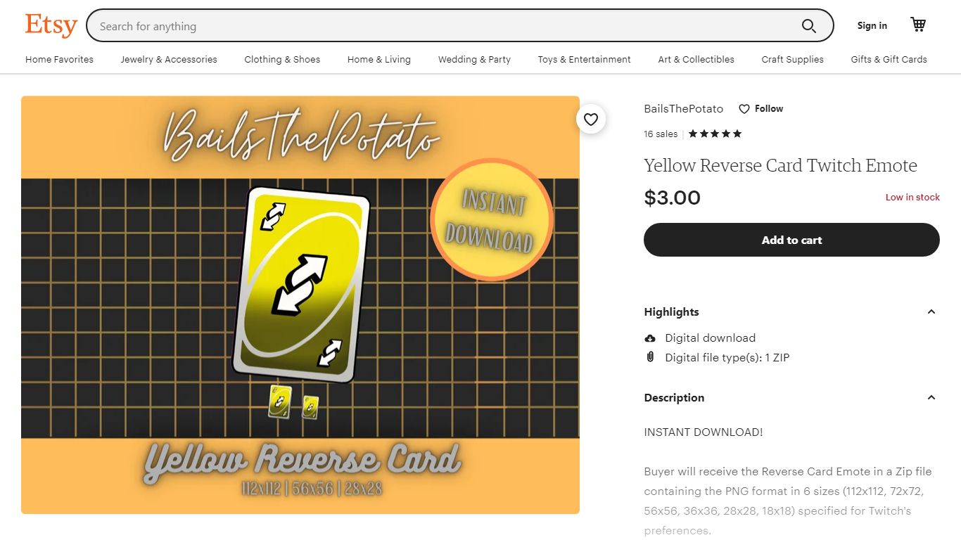 Yellow Reverse Card Twitch Emote | Etsy